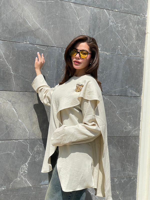 nova asymmetric draped blouse