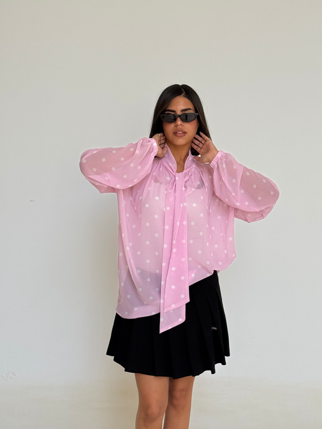 polka dot chiffon blouse