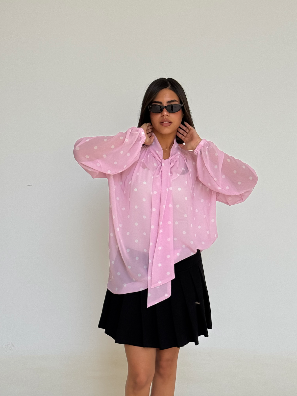 polka dot chiffon blouse