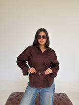 belted shirt look