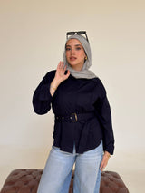 belted shirt look