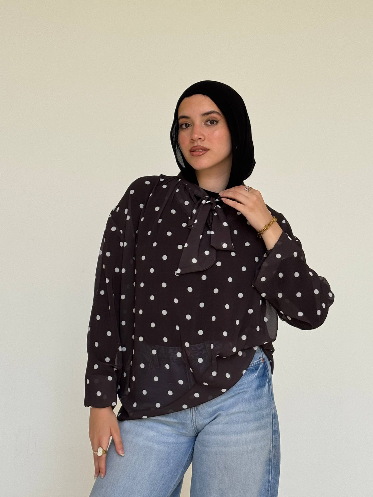 polka dot chiffon blouse