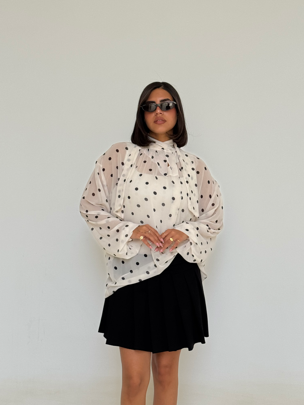 polka dot chiffon blouse