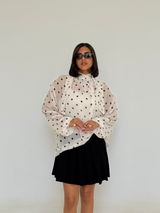 polka dot chiffon blouse