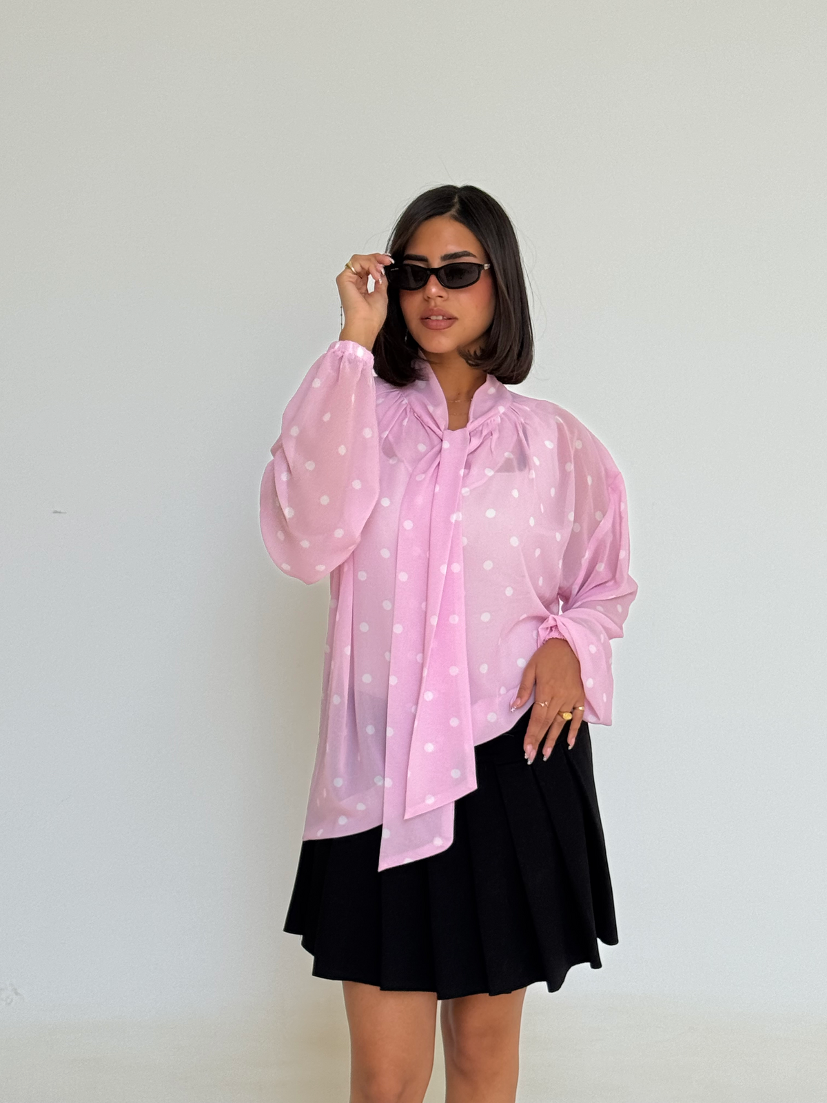 polka dot chiffon blouse