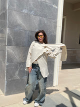 nova asymmetric draped blouse