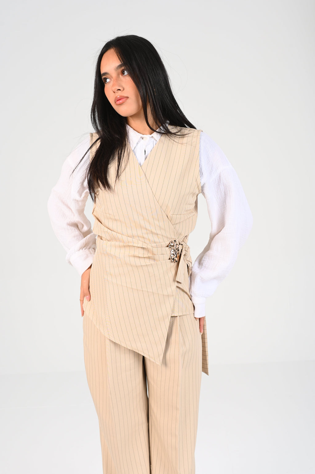 classic pinstripe wrap vest