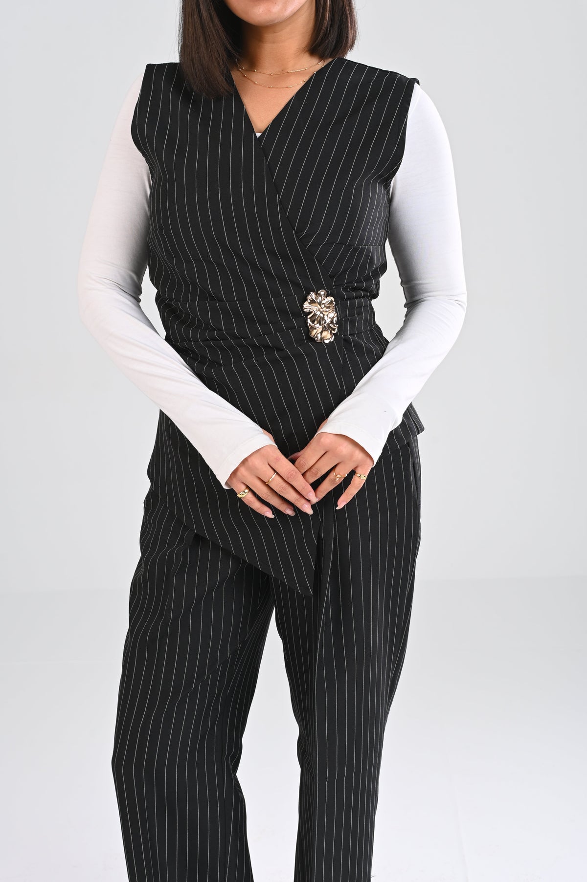 classic pinstripe wrap vest