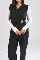 classic pinstripe wrap vest