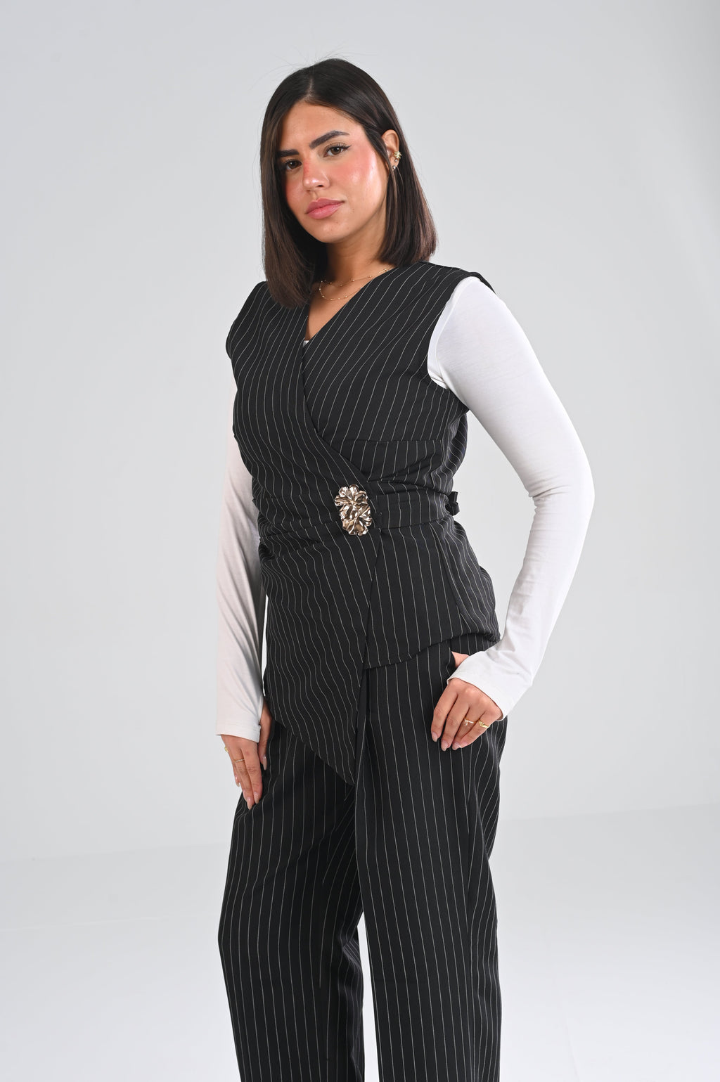 classic pinstripe wrap vest