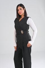 classic pinstripe wrap vest