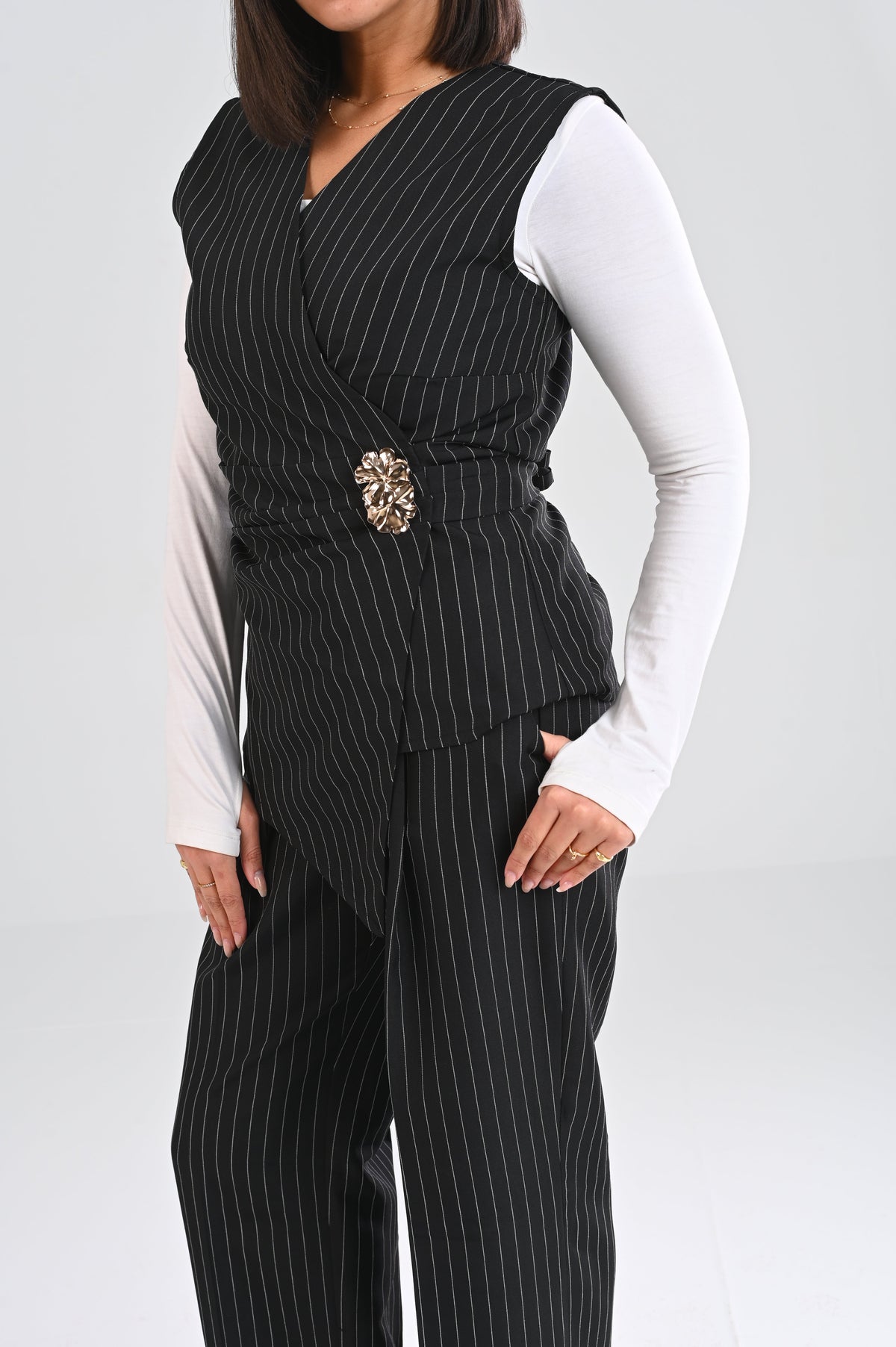 classic pinstripe wrap vest