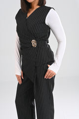 classic pinstripe wrap vest