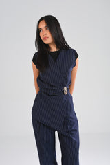 classic pinstripe wrap vest