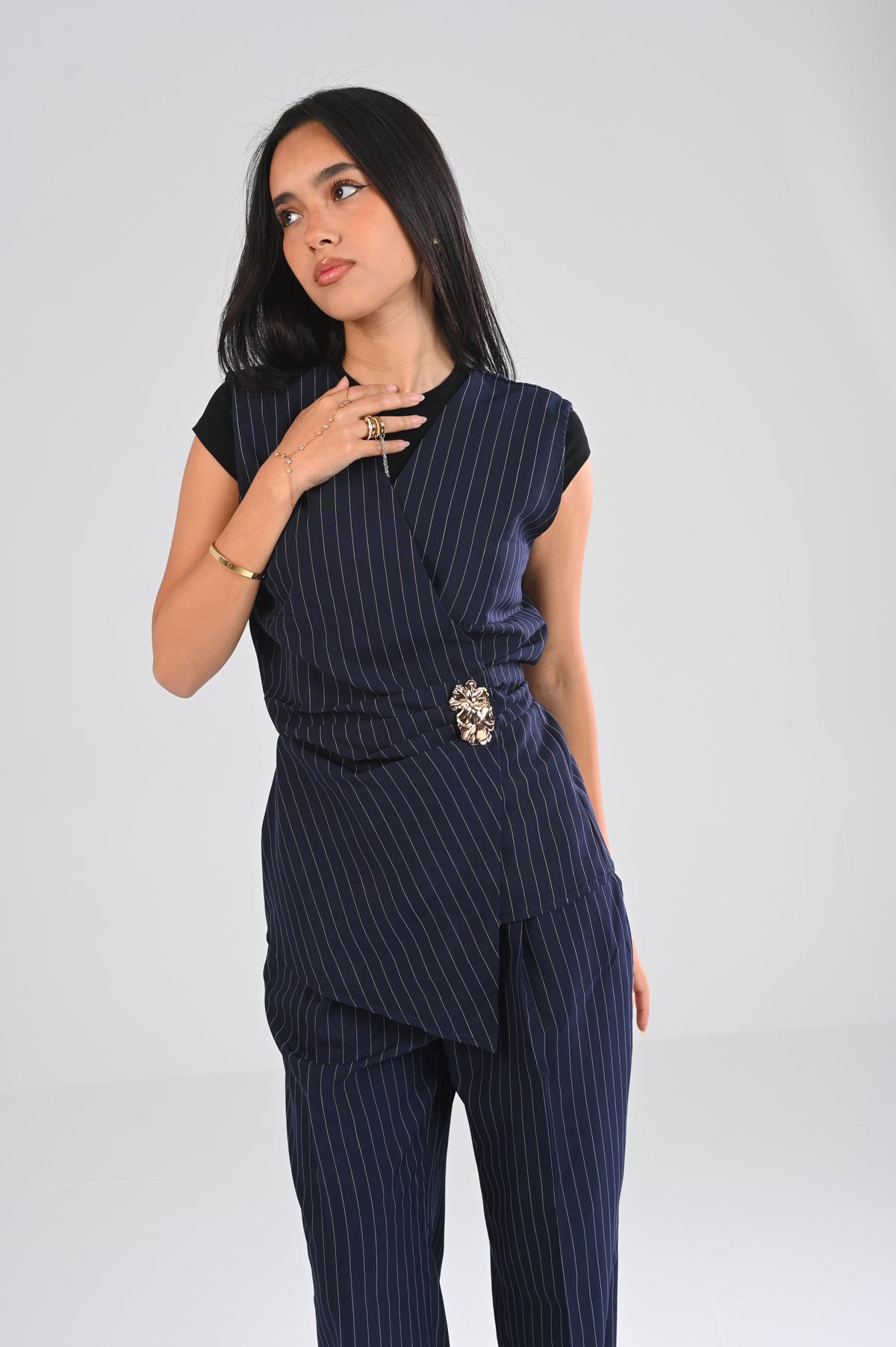classic pinstripe wrap vest