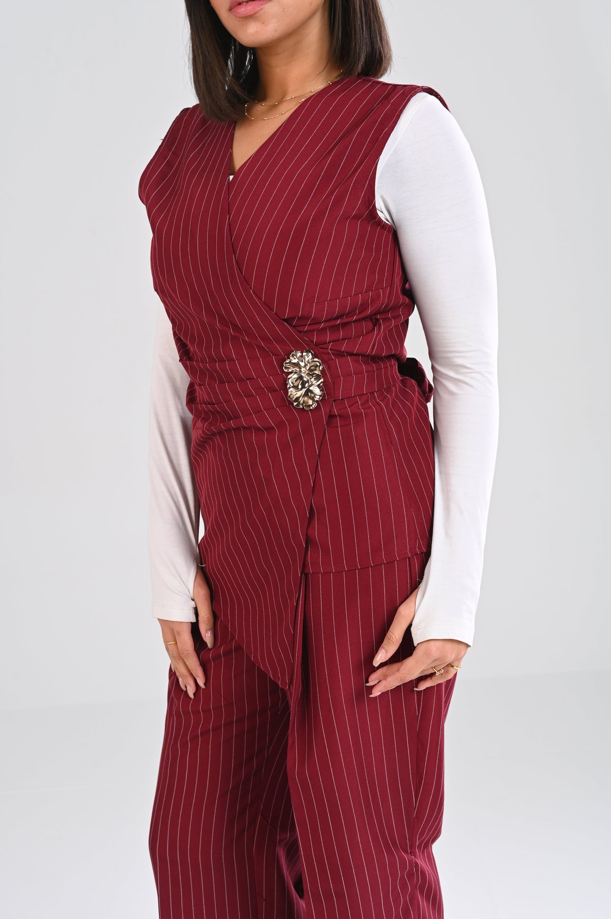 classic pinstripe wrap vest