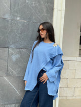 nova asymmetric draped blouse
