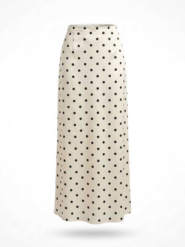 Coquette Polka Satin Maxi Skirt