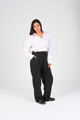 pinstripe fold trousers