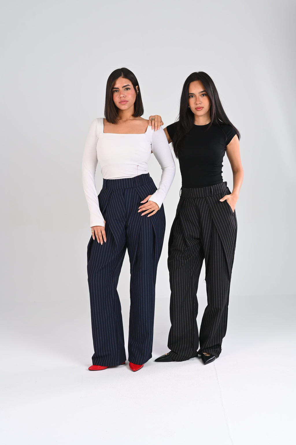 pinstripe fold trousers