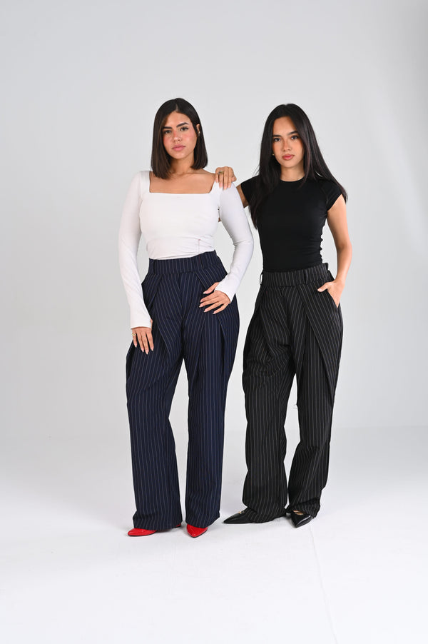 pinstripe fold trousers