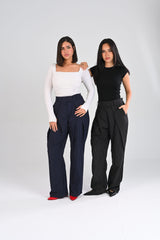pinstripe fold trousers