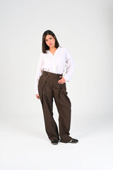 pinstripe fold trousers