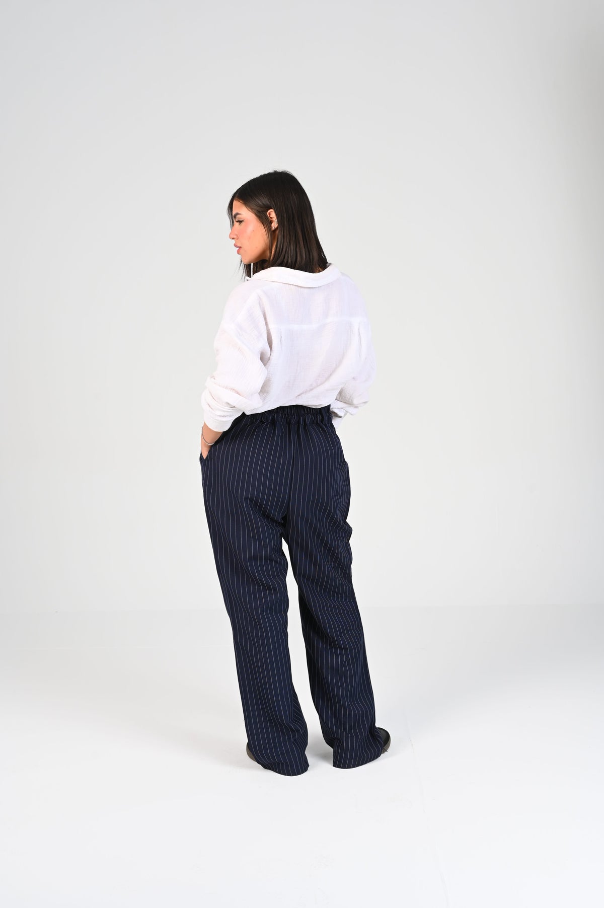 pinstripe fold trousers
