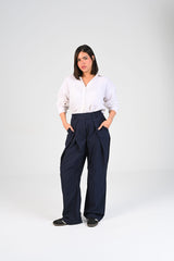 pinstripe fold trousers