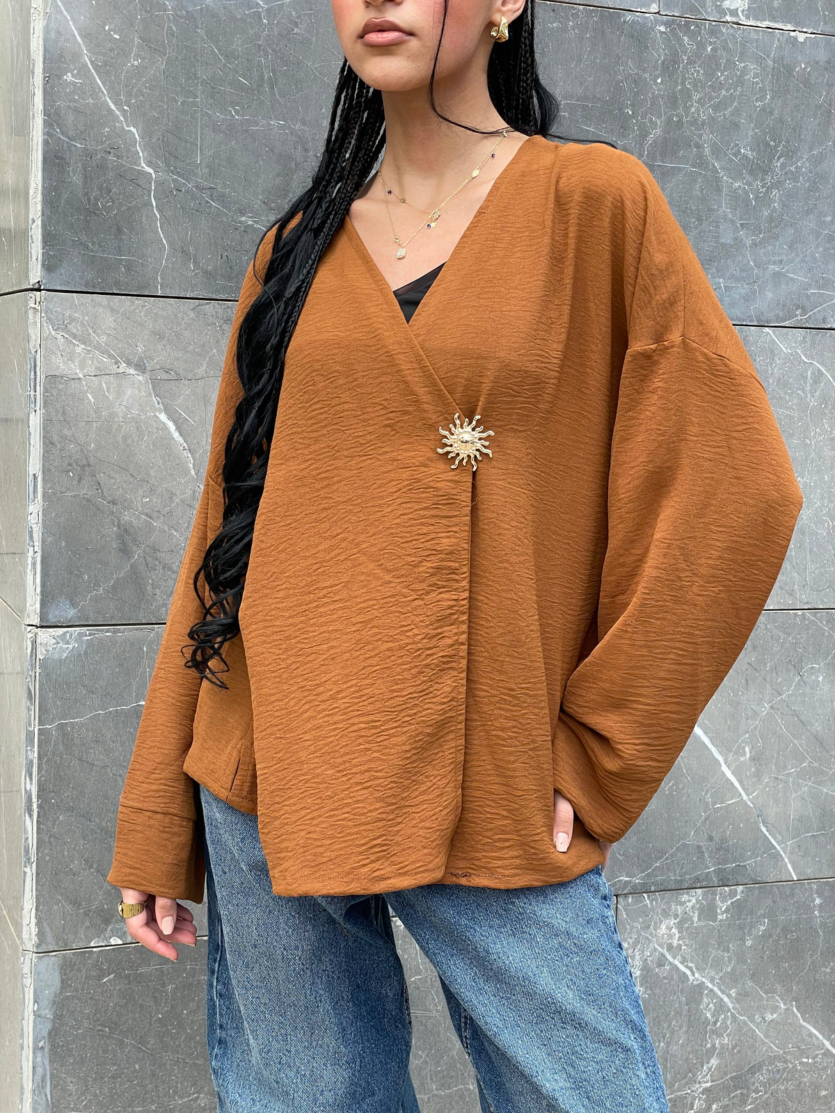 solaris wrap blouse