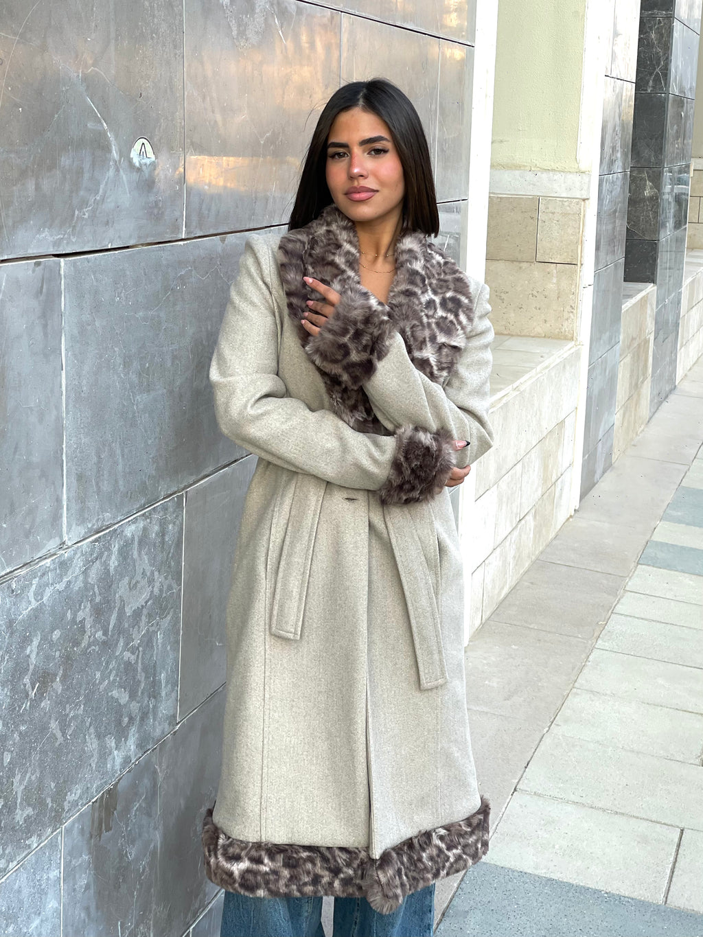 The Luxe Leopard-Trim Coat